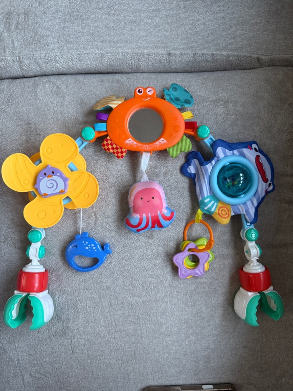 Amazon Kids Toy Bar with Orange Mirror and Multicolor Dangling Sea Friends